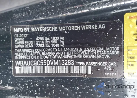 2013 BMW 135I z USA, uszkodzony, nr VIN WBAUC9C55DVM13283